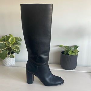 Talk black boots chunky heel loose fit